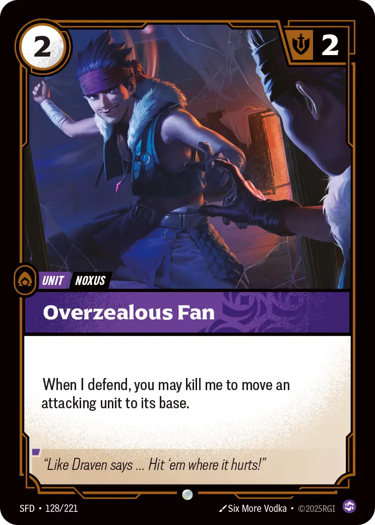 riftbound Card: Overzealous Fan - Chaos Domain